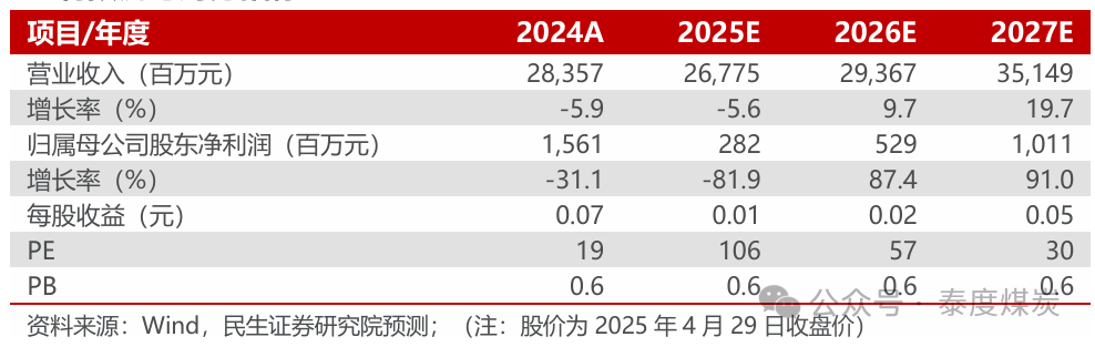 【民生能源】永泰能源2024年年报与2025年一季报点评：电力业务稳健运行，继续回购回报投资者